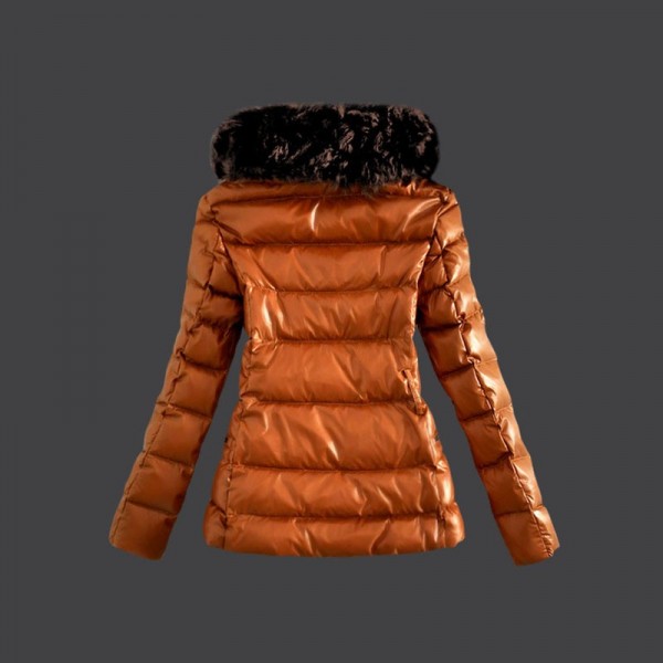 Moncelr Donna Giù cappotto collo di pelliccia arancione Presa M1101
